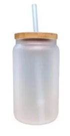 Pre-Order 12 oz Frosted Glass Tumbler with Bamboo Lid
