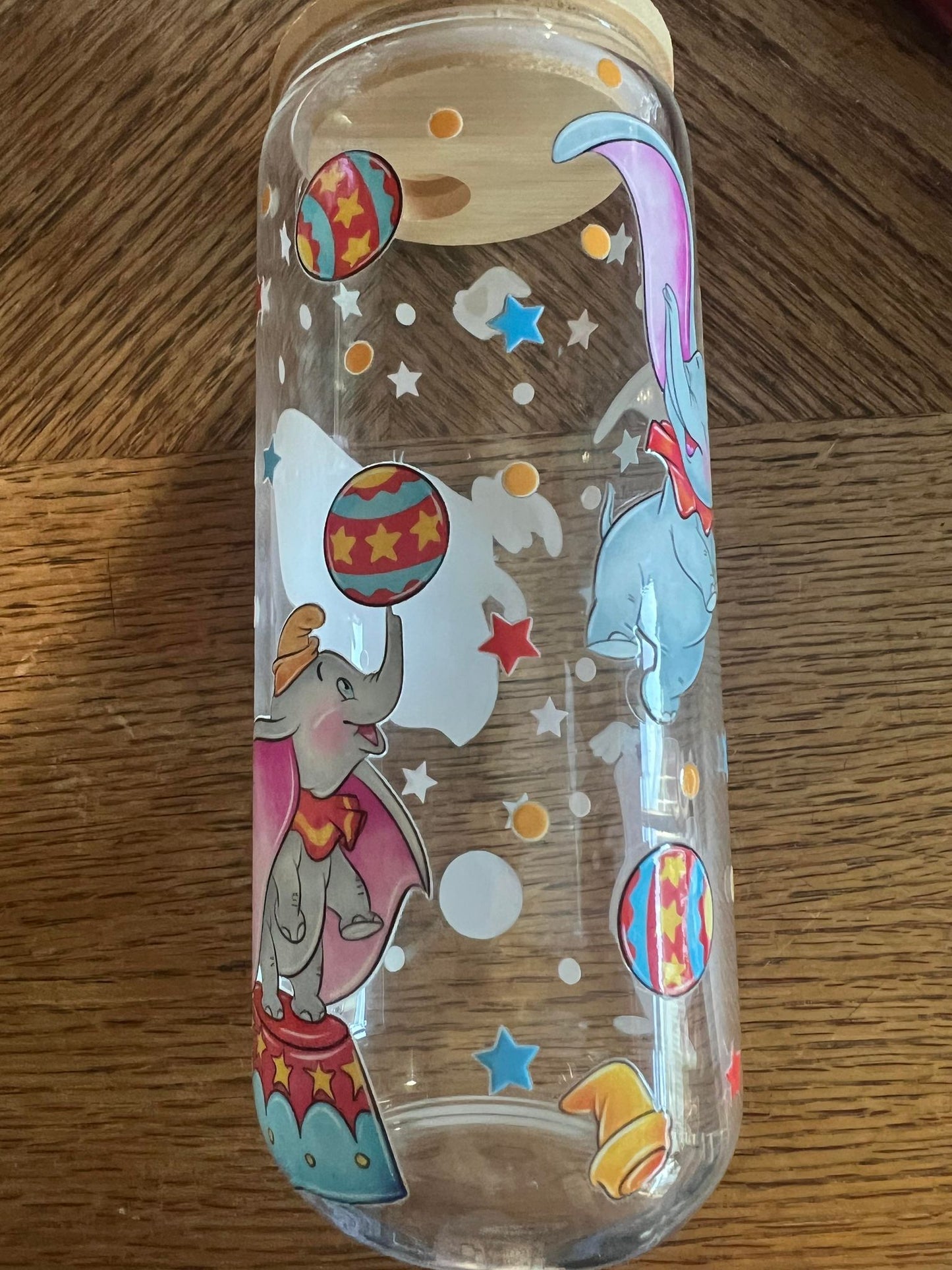 DTF 600ml Glass Circus Elephant Mug