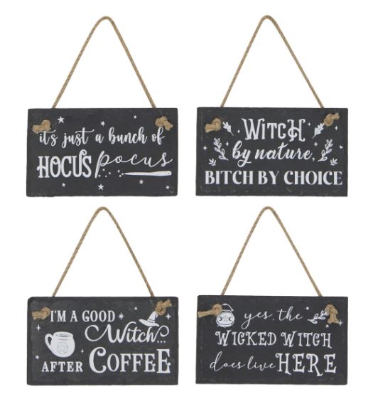 Hanging Witch Slate Plaque Random