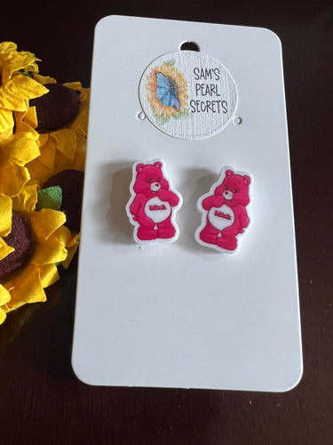 Swear Bear Pink B#tch Stud Earrings